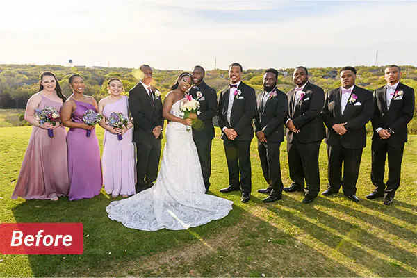 Cinematic Wedding Retouching - Before professional editing